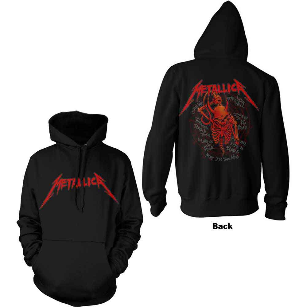 Metallica Unisex Pullover Hoodie - Skull Screaming Red (Back Print)