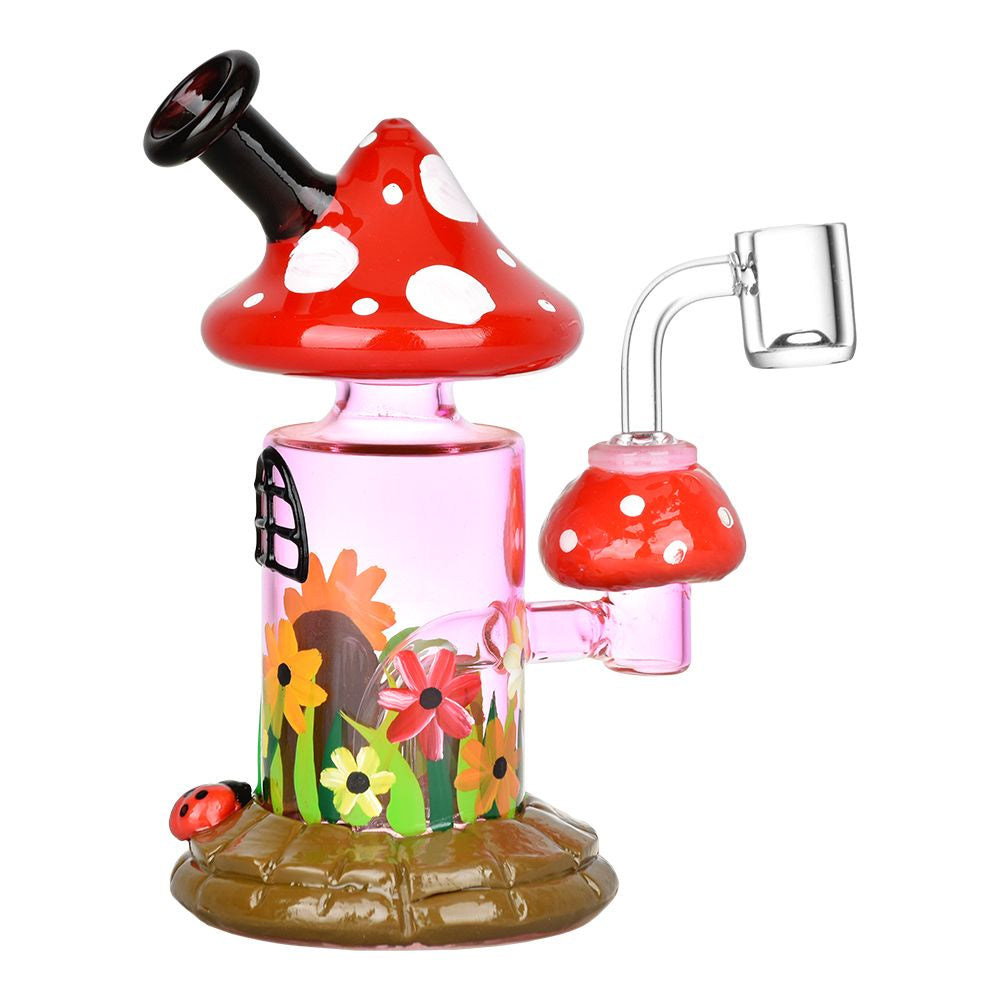 Magic Shroom Garden Glow N the Dark Glass Water Pipe