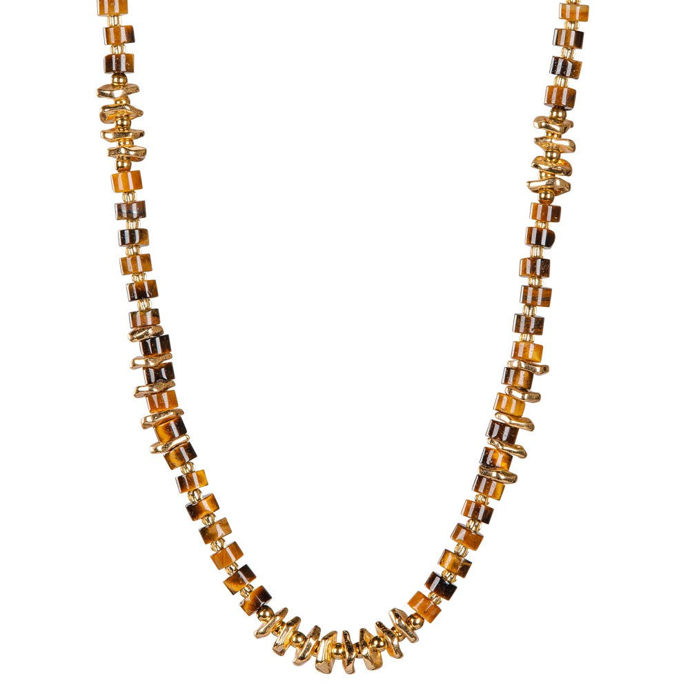 Gold Stone Necklace w/Tiger's Eye Beads