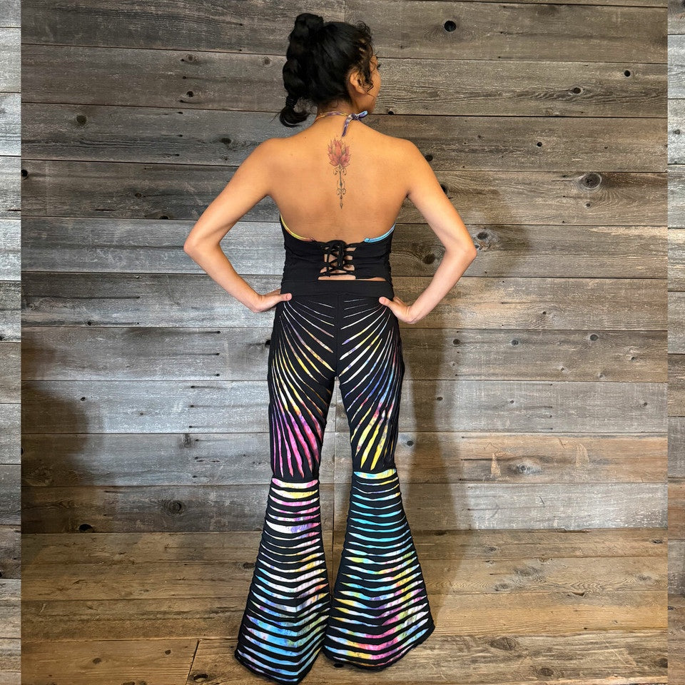 STAR LIGHT PANTS Cotton Lycra Tie Dye Razor Cut Booty Pants Black