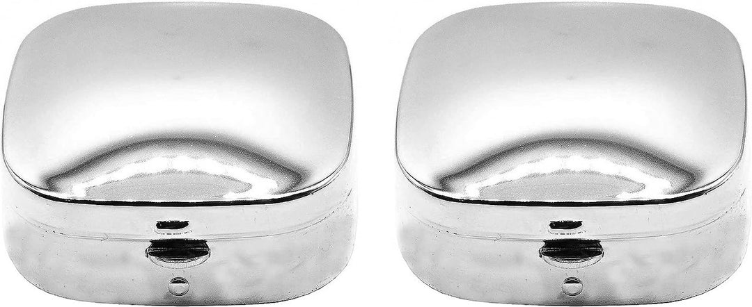 Dual Compartment Square Pill Box Silver classic