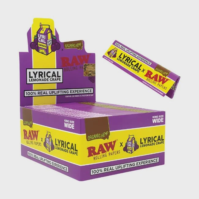 RAW X LYRICAL LEMONADE GRAPE FLAVOR KING SIZE WIDE ORGANIC HEMP PAPERS