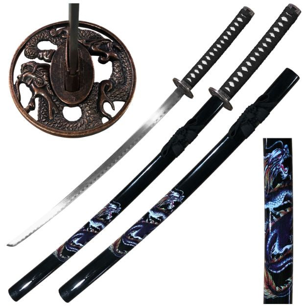 Samurai Katana with Samurai Design Scabbard - Black Handle 40"