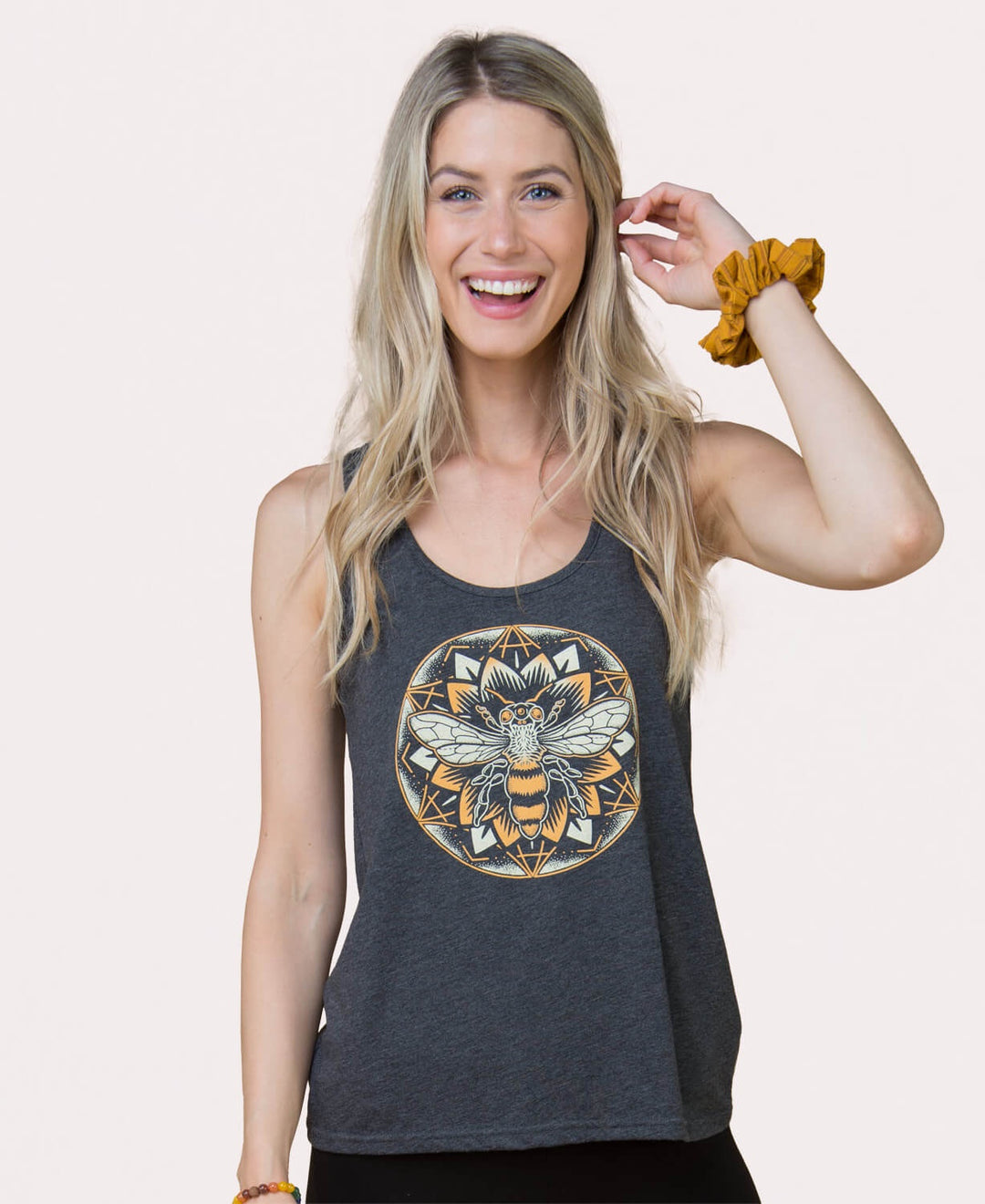 Bee Mandala Recycled Racerback Tank