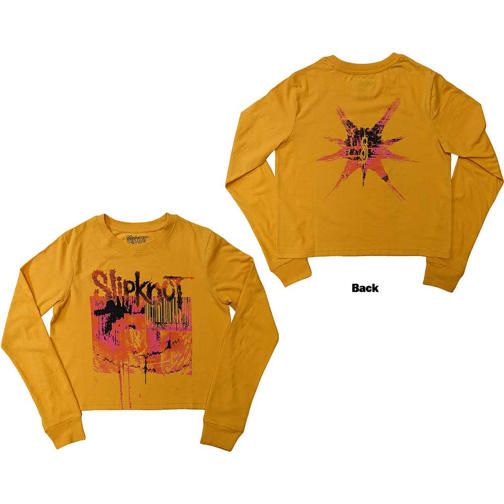 Slipknot Ladies Long Sleeve Crop Top: The End, So Far Barcode