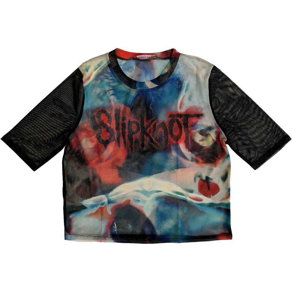 Slipknot Ladies Crop Top: Face & Logo (Black) (Mesh)