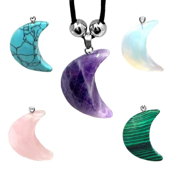 Semi Precious Moon Shaped Stone Pendant