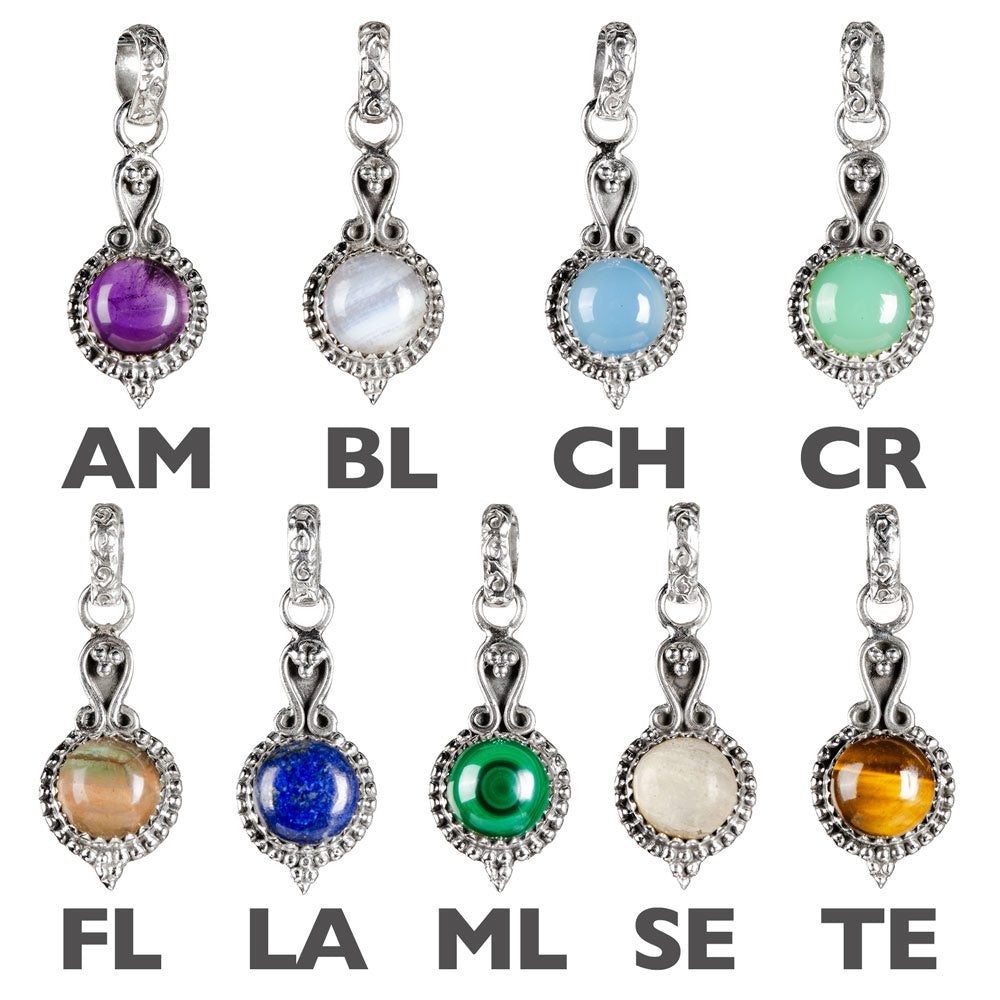 Sterling Silver Round Stone Pendant