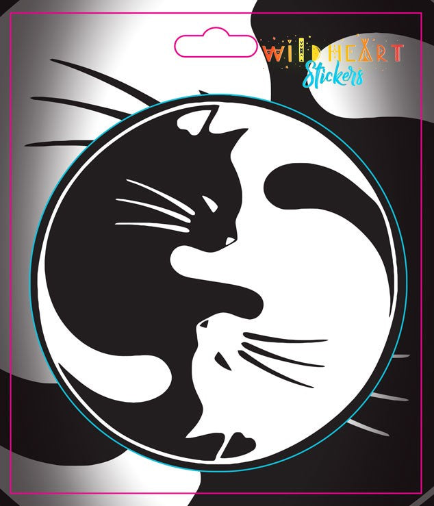 Wild Heart Yin Yang Cats Window Sticker ST138
