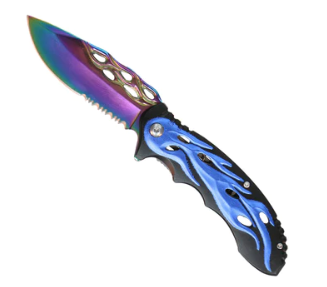 Hot Leathers - 3.5" Blue Flame Rainbow Blade Folding Knife