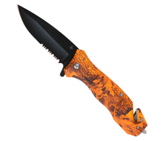 Hot Leathers - 3.5" Orange Camo Folding Knife