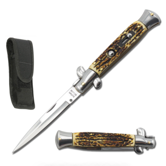 9.75" Italian Milano Stiletto Stag Handle Knife