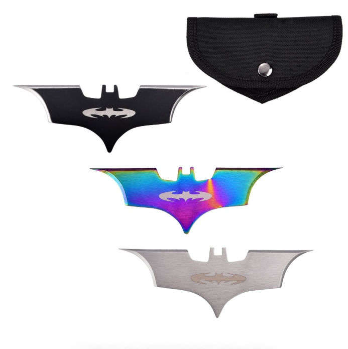 6" Batarang 3 Pcs Throwing Knife Bat Thrower Set Mix Colors