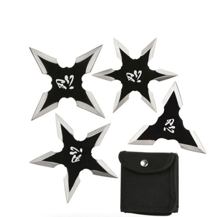 4 Pcs Set Ninja Throwing Stars Anime Shuriken Knife Blade