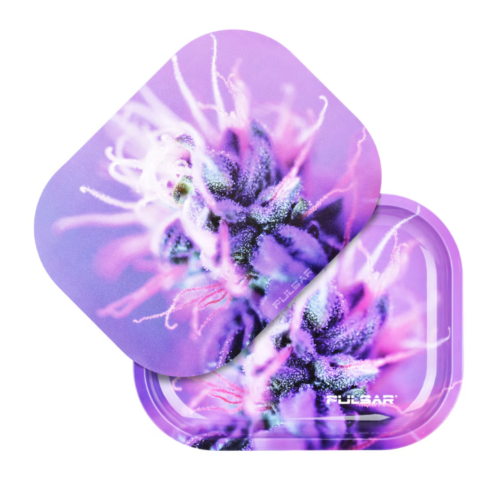 Pulsar Mini Metal Rolling Tray w/Lid Flowering 7" x 5.5"