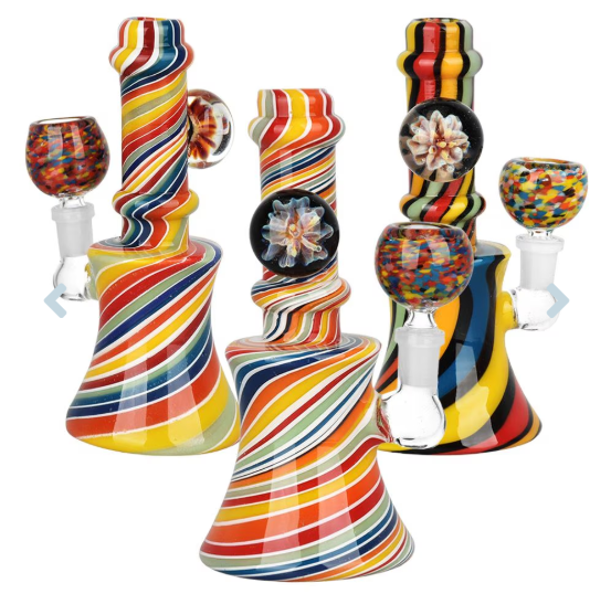 Flowering Spirals Glass Water Pipe | 5.5" | 10mm F | Colors Vary