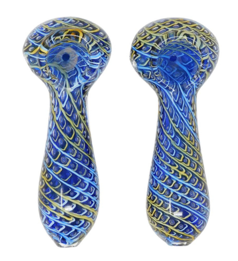 4.25" Assorted Raked Bubble Glass Pipe