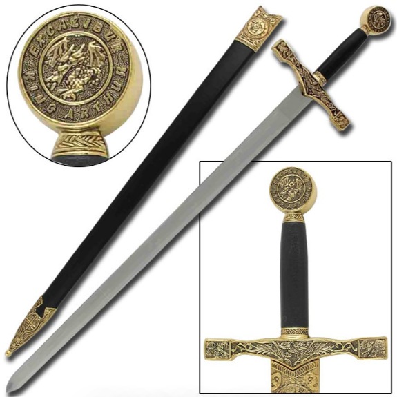 King Arthur Excalibur Replica Longsword - Gold