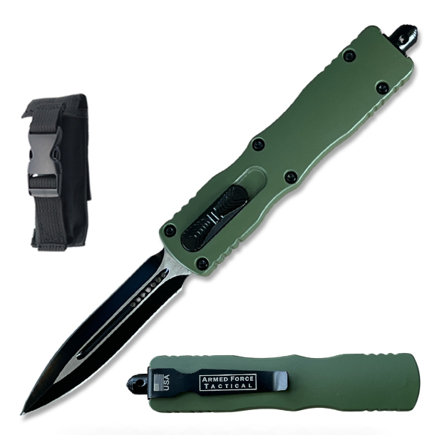 7.5" Green Death Stalker Automatic Dual Action Out The Front Knife