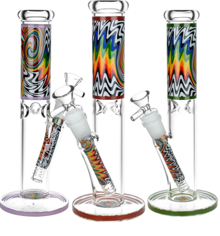 Lofty Visions Straight Tube Glass Water Pipe | 10" | 14mm F | Colors Vary