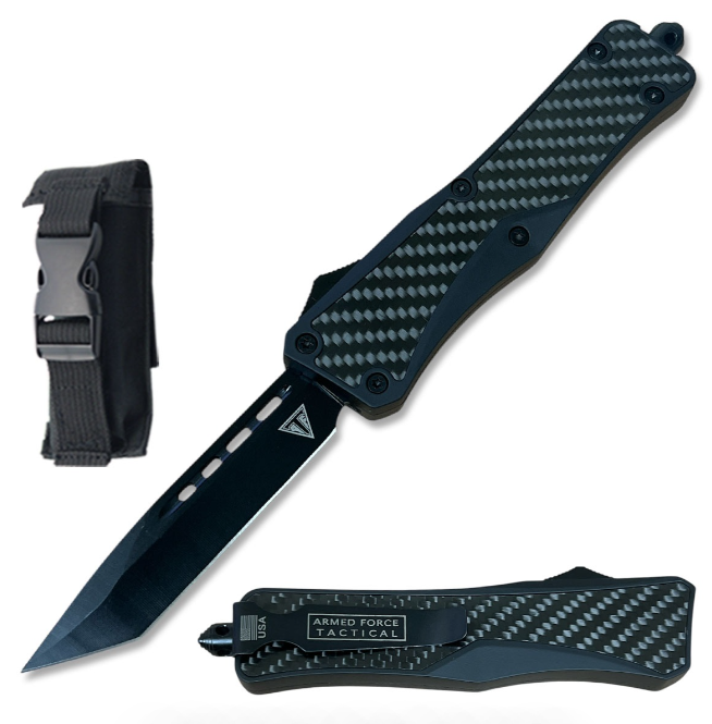 9.75" Black Carbon Fiber Automatic OTF Out the Front Knife