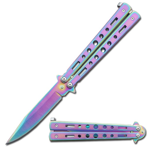 5" Closed Length Moonlight Masquerade Titanium Butterfly Knife