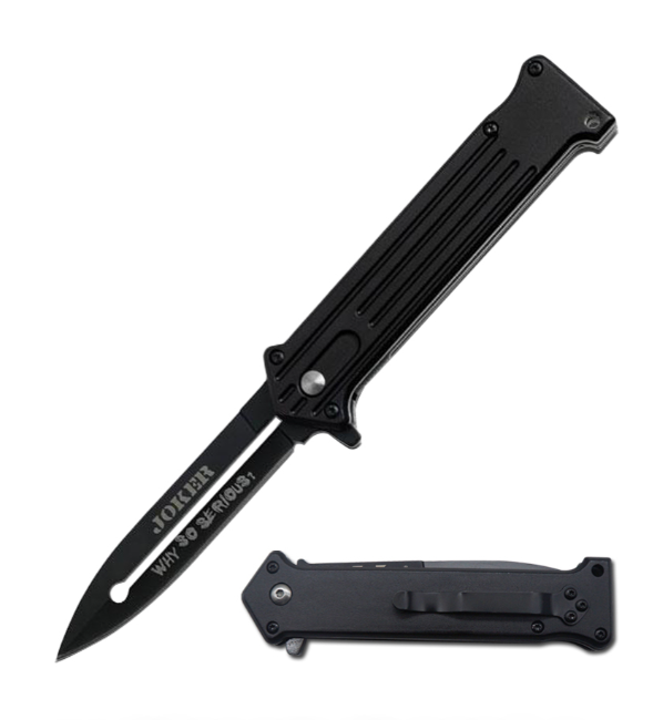 4.5" Closed All Black Joker Spring Assisted Opening 'Legal Automatic' Knife