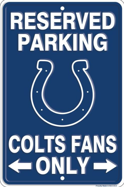 Indianapolis Colts Sm Parking Sign