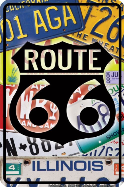 Route 66 Plates & Shields Sm. Parking Sign