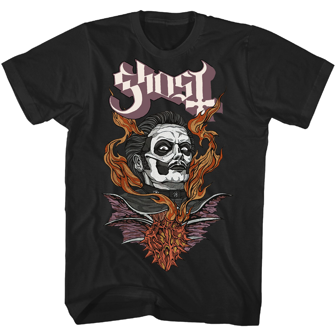 Ghost Cardinal Copia Flaming Face T-Shirt