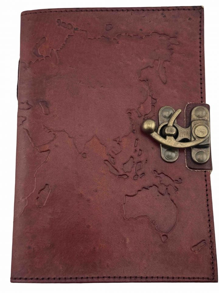 Leather Journal - World Map 5x7