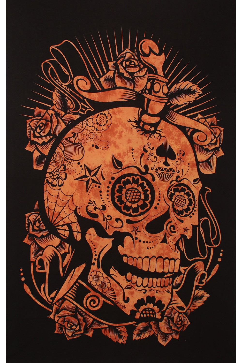 ZFL Orange Tie Dye Skull Tapestry