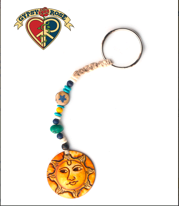Gypsy Rose - "Sun Shiny Day" Carved Bone Keychain