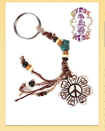 Gypsy Rose - "Peace Flower" Carved Bone Keychain