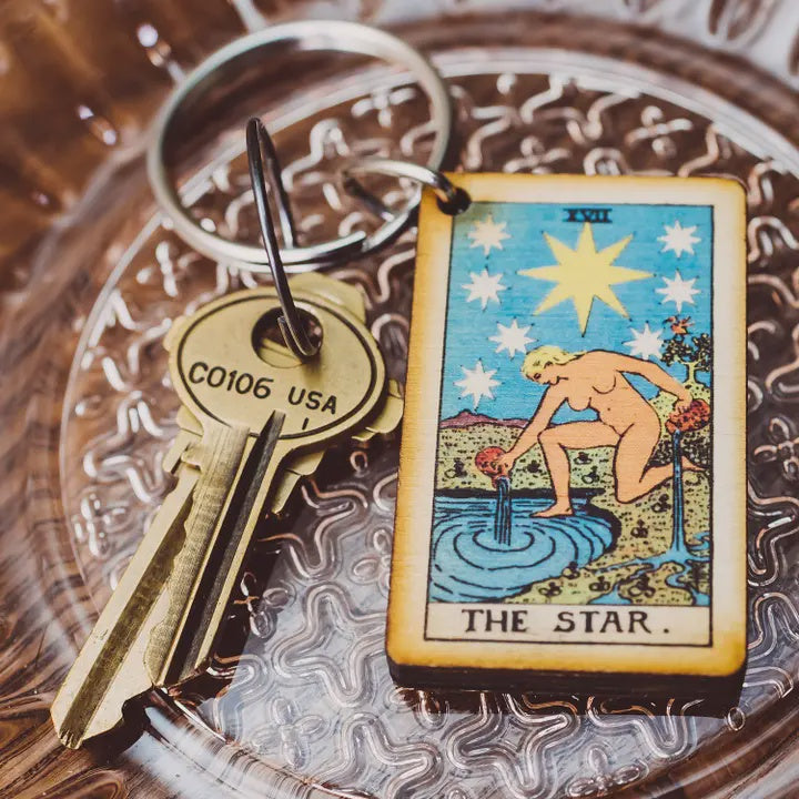 Tarot Card Full Color Wooden Keychain - The Star