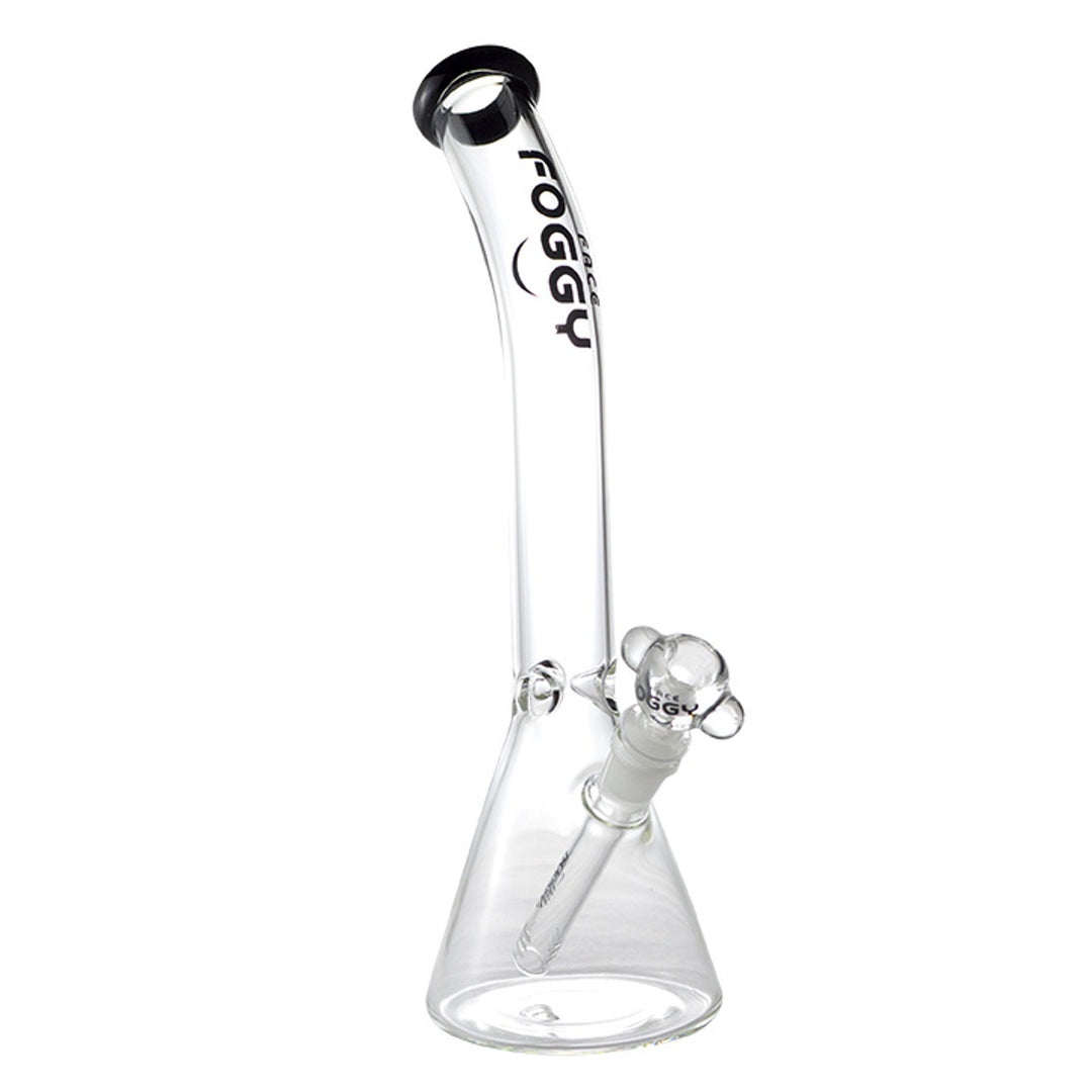 Foggy Face 14mm 14" Beaker Bottom Bent Neck Glass Pipe w/Ice Pinch