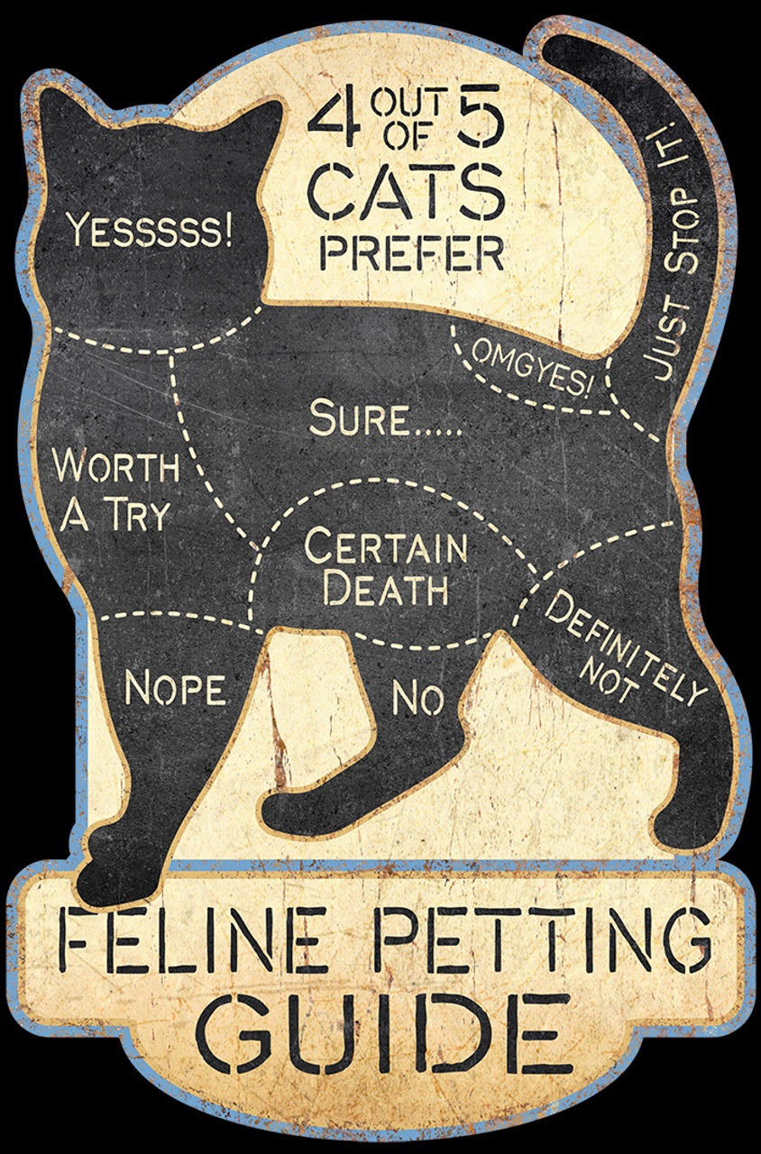Cat Petting - 7.5" x 11.5" Tin Sign