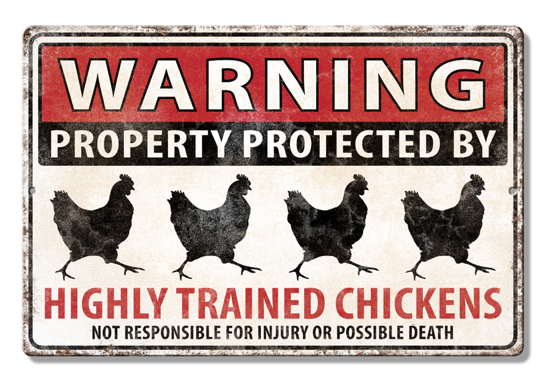Chickens - ALUMINUM 7.75" x 11.75" Sign