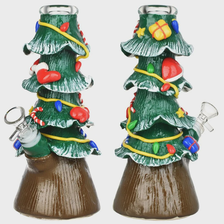 Christmas Tree 3D Painted Beaker Water Pipe | 9.75" | 14mm F