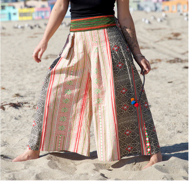 Zig Zag - Tribal Hmong Gaucho Pants