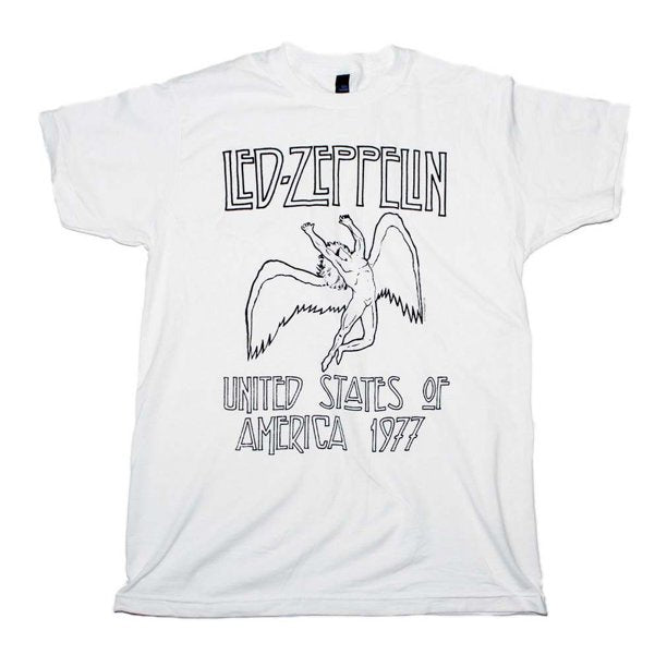 Led Zeppelin USA 77 White T-Shirt