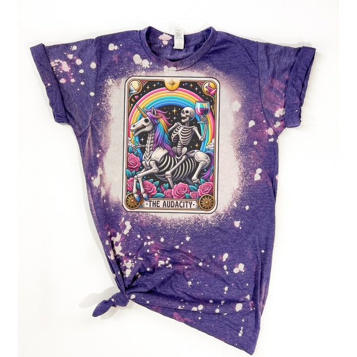The Audacity Skeleton Tarot Card Bleached T-Shirt