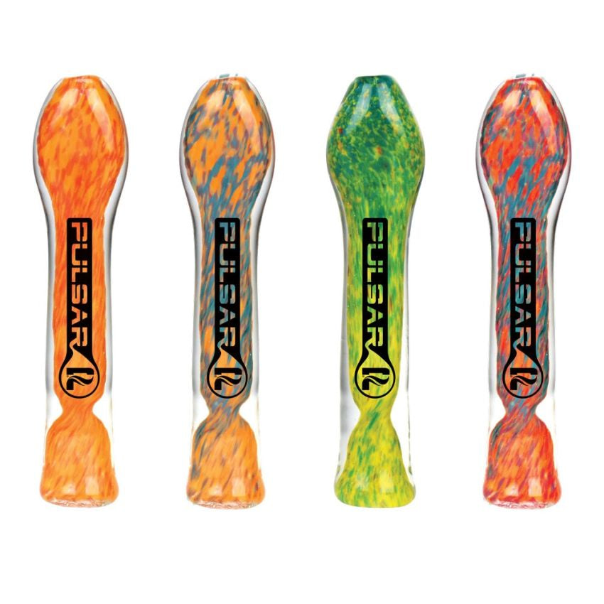 Pulsar Fritted Swirl Flat Mouth Glass Chillum 3.5"