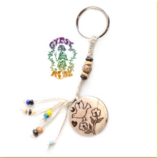 Gypsy Rose - "Peace Garden" Carved Bone Keychain
