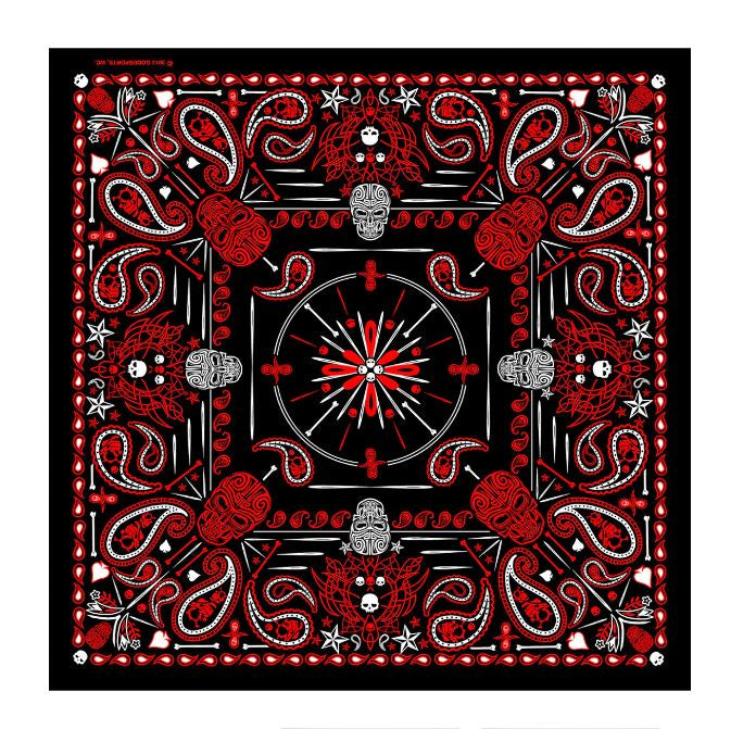 Hot Leathers - Red Paisley Skulls Bandana