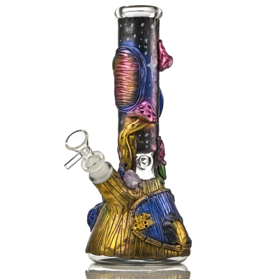 3D Beaker Hand Painted Amanita Water Pipe