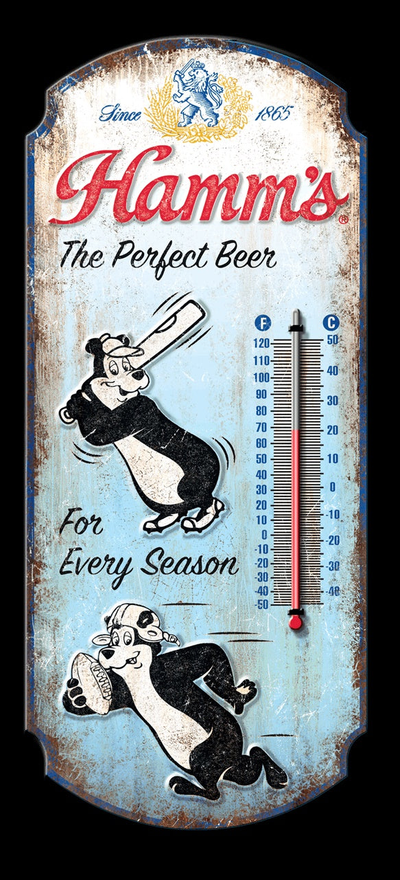 Thermometer - HAMMS 17.47" x 7.57" Tin Sign
