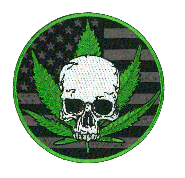 Hot Leathers - Skull w/Pot Leaf Patch