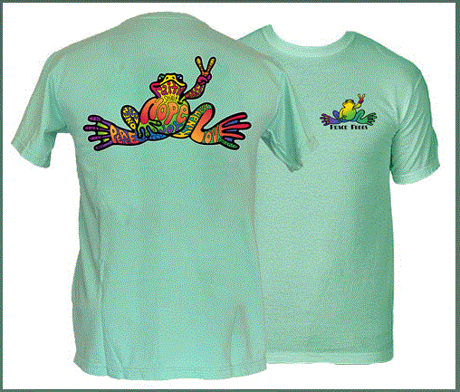 Peace Frogs Hope Frog Garment Dye Mint Green T-Shirt