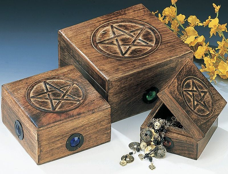 Pentagram Wood Box Glass WB328
